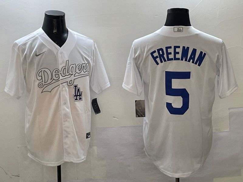 Men Los Angeles Dodgers 5 Freeman White Fashion Edition Game 2025 Nike MLB Jersey style 11
